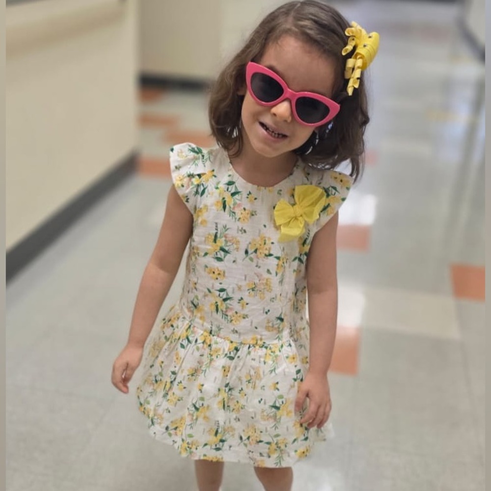 Mayoral Yellow and White Floral Kids Dress